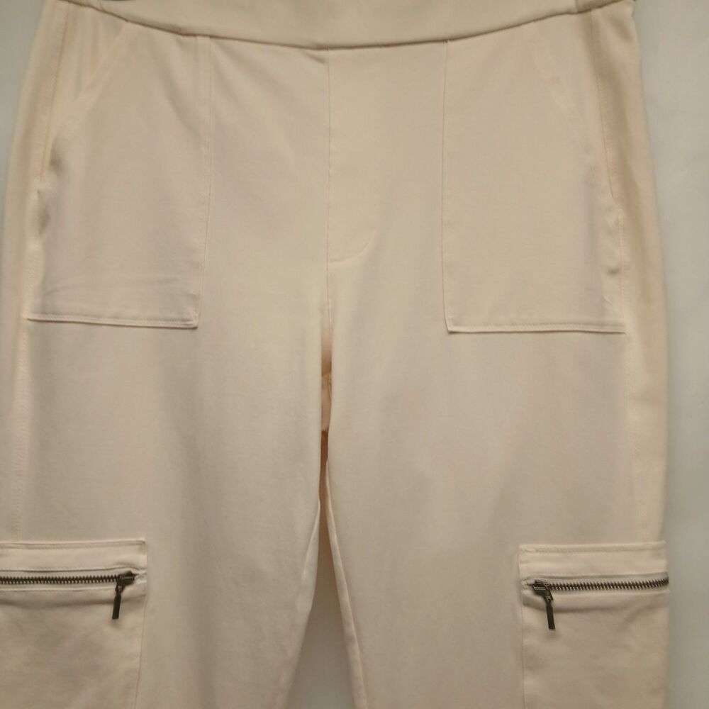SUSAN GRAVER Weekend Cargo Pants Women's Cream/Off White Pull-On Stretch Medium - Picture 4 of 10